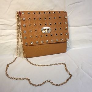 Brown faux leather diamond small purse